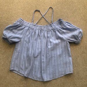light blue off the shoulder top